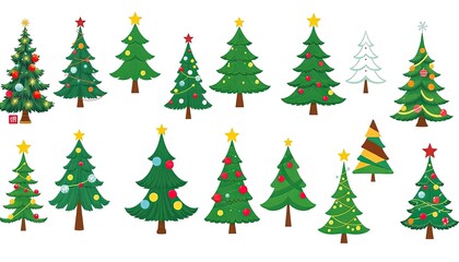 Fototapeta premium set of christmas trees isolated on white background