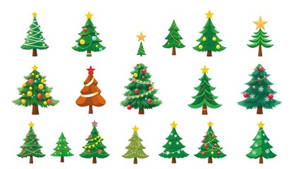 Fototapeta premium set of christmas trees isolated on white background