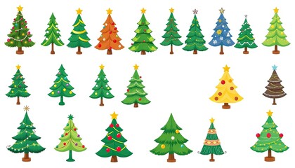 Fototapeta premium set of christmas trees isolated on white background