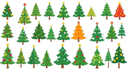 Obraz premium set of christmas trees isolated on white background