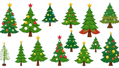 Obraz premium set of christmas trees isolated on white background