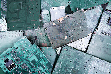 Motherboard. CPU electrons. Circuit board with electrons. Electronic circuit board close up....