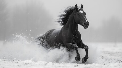 Obraz premium Detailed stallion pencil sketch galloping with power