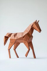 Obraz premium A paper horse is standing on a white background