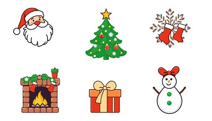 Obraz premium collection of festive holiday icons perfect for Christmas-themed designs. isolated white background