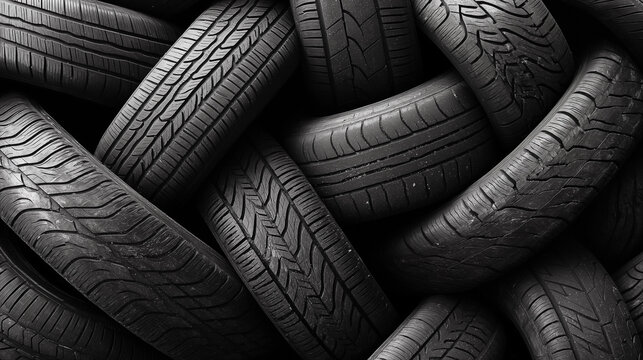 Stack of automobile tires pattern. Generative AI