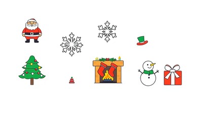 collection of festive holiday icons perfect for Christmas-themed designs. isolated white background
