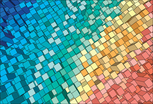 3d parallelepiped vector abstract background in rainbow colors	
