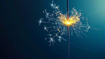 Obraz premium Sparkling Firework Glowing Sparks Festive Celebration Night Light Holiday Magic Blue