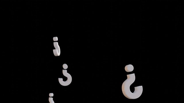 Question marks rain. Curiosity, knowledge, learning, quiz and question mark concept. Alpha channel PNG codec (only original 4K version) transparent background. Streamlabs OBS Overlay.