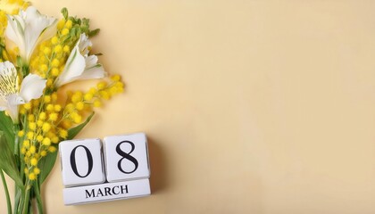 Naklejka premium Celebrate Women’s Day. March 8th Inspiration with Yellow Blooms. Perfect Symbol of Growth, Warmth, and Empowerment to Honor Women Worldwide with a Touch of Spring Elegance