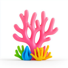 Obraz premium Colorful Children's Cartoon Pink Corals Made of Plasticine