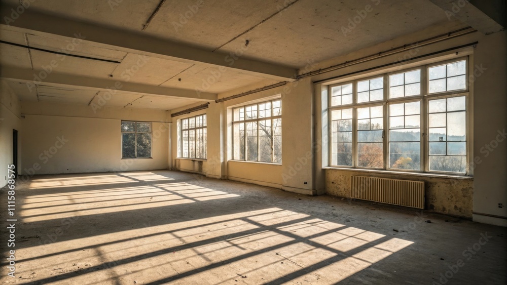 Poster Light spills onto the cold floor from a nearby window casting gentle shadows as the room stands devoid of decoration illustrating the upcoming transformation.