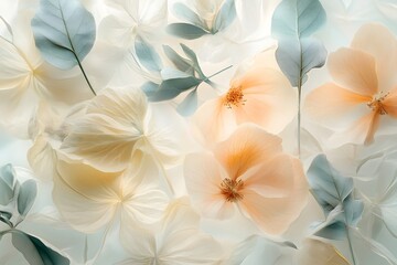 Obraz premium Delicate Botanical Blooms in Soft Pastel Hues with Dreamy Ambiance