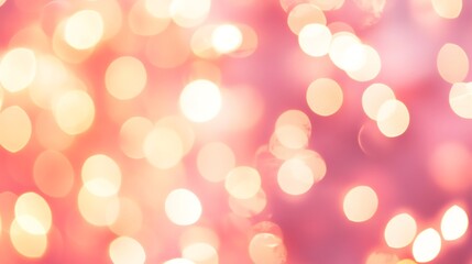 Fototapeta premium Abstract pink background with blurred golden lights.