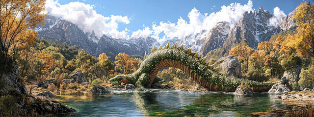 landscape with lake and mountains