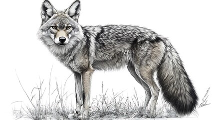 Obraz premium Dynamic fox running pencil sketch wallpaper images showcasing bold lifelike details