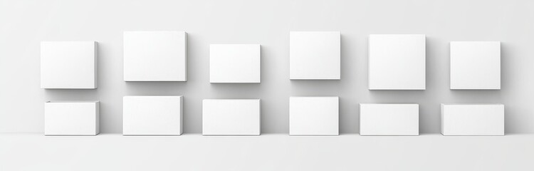 Modern 3D white carton paper box package mock-up. Rectangular cardboard blank parcel mock-up perspective view. Clean open and close cosmetic sample package for shipping.