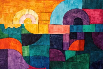 Fototapeta premium Colorful abstract geometric shapes art with vibrant colors.