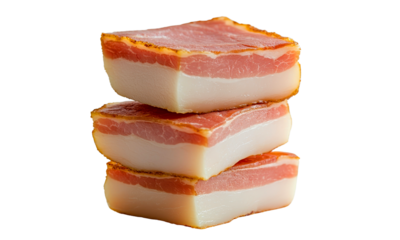 Fresh bacon slices stacked neatly, showcasing layers of meat