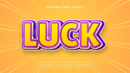 Obraz premium Orange yellow and purple violet luck 3d editable text effect - font style