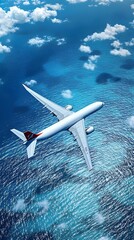 Airplane Soaring Above the Ocean