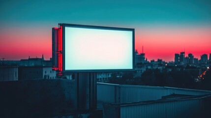 Obraz premium Blank Billboard Advertsing Space Cityscape Sunset