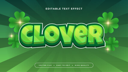 Green and white clover 3d editable text effect - font style