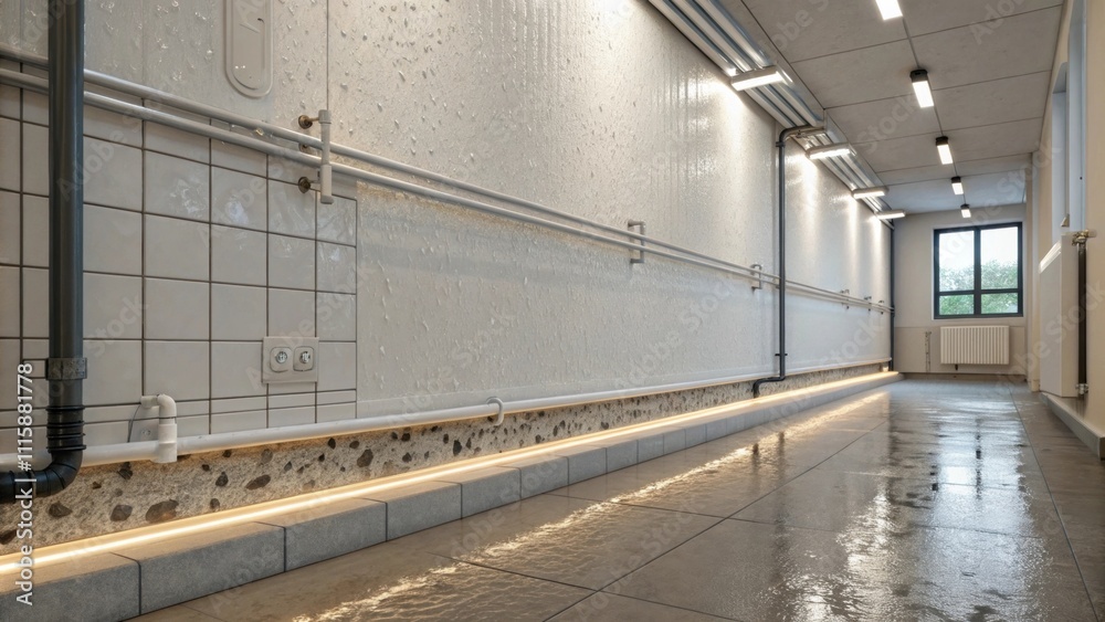 Aufkleber a neatly finished segment of a wall in a bathroom showcasing the sleek surface of the waterproof mem