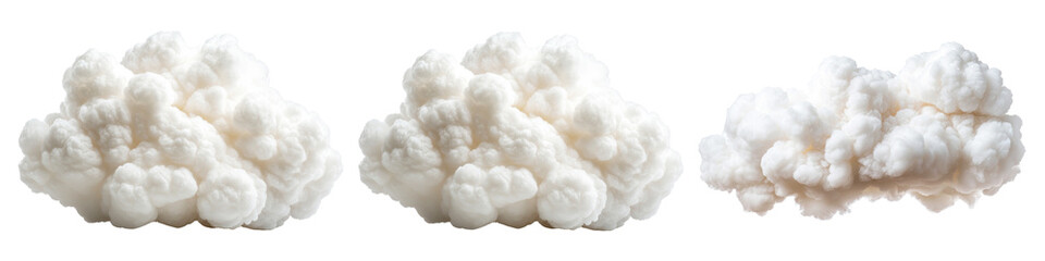 Fluffy white clouds in various shapes and sizes, soft texture