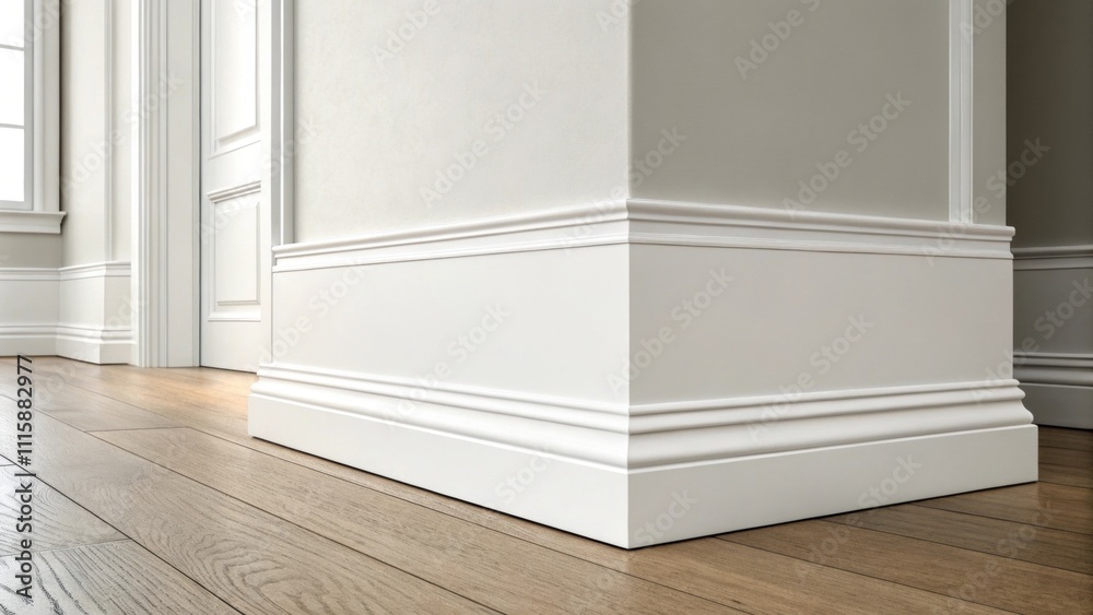 Aufkleber A minimalist setup featuring sleek painted baseboards stacked side by side emphasizing clean lines and simplicity against a lightcolored backdrop.