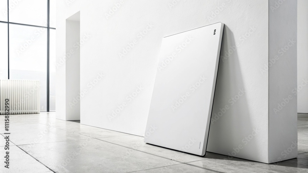 Fototapete a minimalist setup showcasing a single large wall panel leaning against a stark white backdrop empha