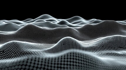 Naklejka premium Abstract Digital Landscape: Wavy Particle Field