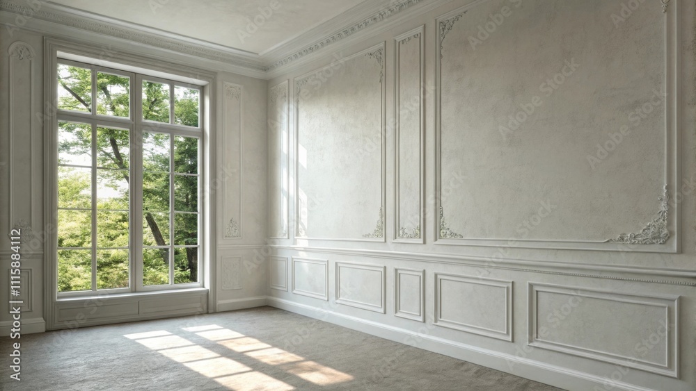 Aufkleber A freshly primed wall illuminated by natural light filtering through the window casting soft shadows and highlighting the smoothness of the pasteready surface.