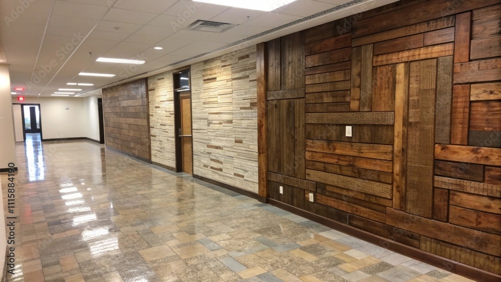 Aufkleber A focus on an accent wall with a mix of polished and rustic wooden panels some resting haphazardly on the floor signifying the transition from vision to implementation.