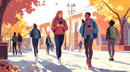 Students walking on the street