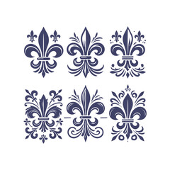 Fototapeta premium Set of Fleur-de-lis Symbols Collection Vector Design Illustration