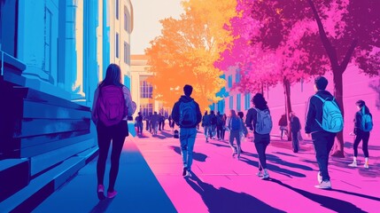 Students walking on the street