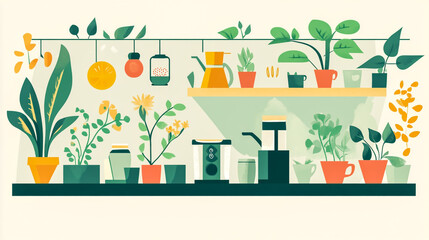 Eco-Friendly Lifestyle Concept in Flat Style Minimalist Design.