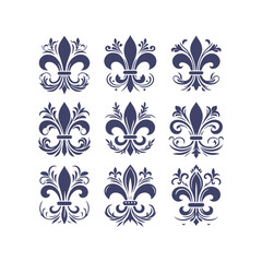 Set of Fleur-de-lis Symbols Collection Vector Design Illustration
