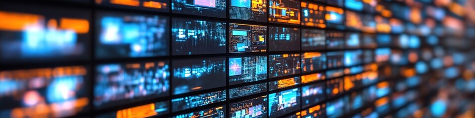 Fototapeta premium the limitless possibilities of technology and digital assets for film production in a cyberpunk style. This composition features 3D rendering with a clean background, advanced photographic structure, 