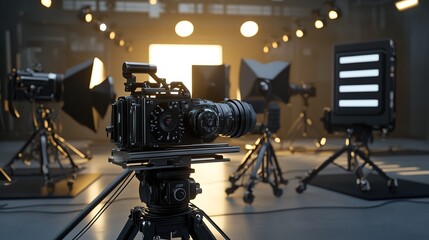 the limitless possibilities of technology and digital assets for film production in a cyberpunk style. This composition features 3D rendering with a clean background, advanced photographic structure, 