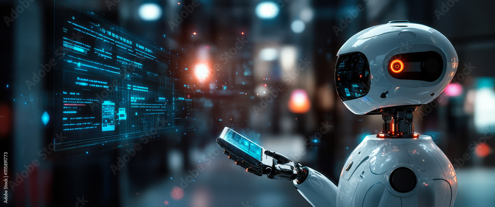Poster futuristic ai chatbot interaction and data exchange in global network technology