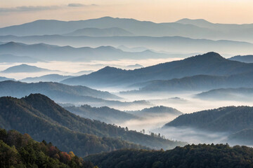 Fototapeta premium Misty Mountains in Layers