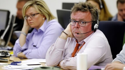 Obraz premium Traders in a busy financial hub focused on screens, capturing market volatility and the high-stakes energy of global trading.