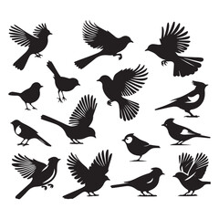 Set of bird silhouette vector . Flat vector icons of birds silhouette. Birds flying.