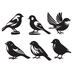 Set of bird silhouette vector . Flat vector icons of birds silhouette. Birds flying.