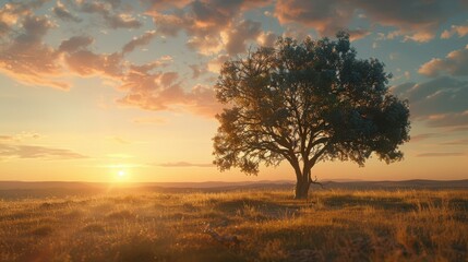 Obraz premium Majestic Single Tree Against the Backdrop of Western Australias Scenic Landscape