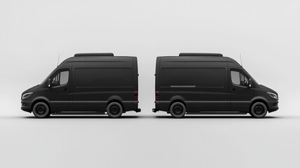 Fototapeta premium Black van with a blank mockup for advertising on a white background