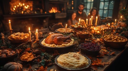 Fototapeta premium Cozy Thanksgiving Feast with Family